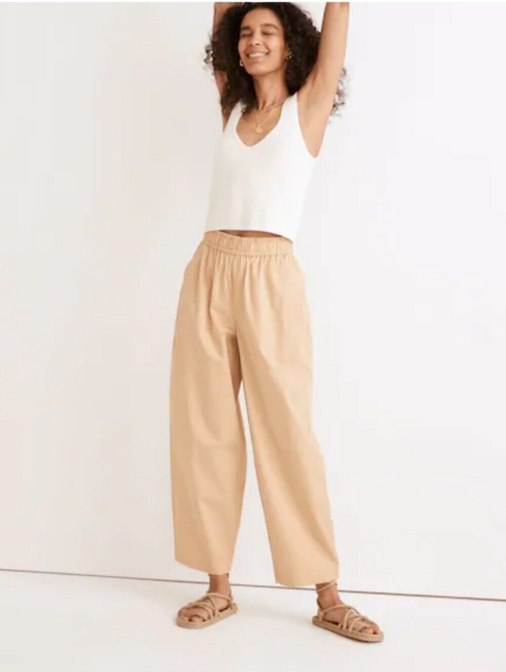 Madewell Pull On Oversized Balloon Pants Desert Dune Wide Leg‎ NWT Size MP